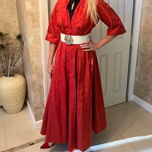Jay Thorpe vintage Red coat Dress~full length~signed label~ STUNNING!